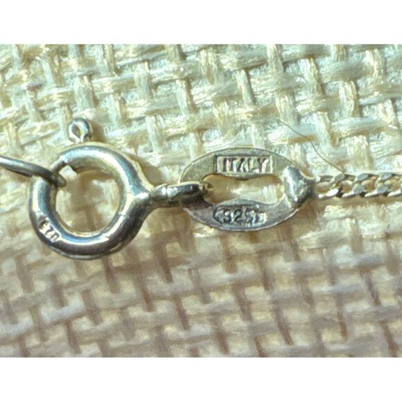 Sterling Silver Necklace & Larimar Pendand Teardrop Gemstone 18" Chain Italy - Picture 6 of 10